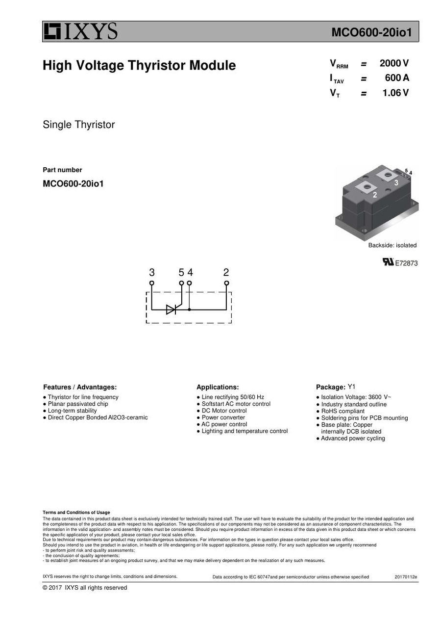 MCO600-20io1 IXYS Thyristor & SCR Modules
