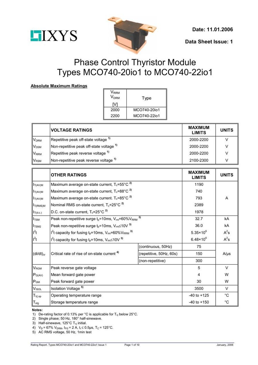 MCO740-22io1 IXYS Thyristor & SCR Modules
