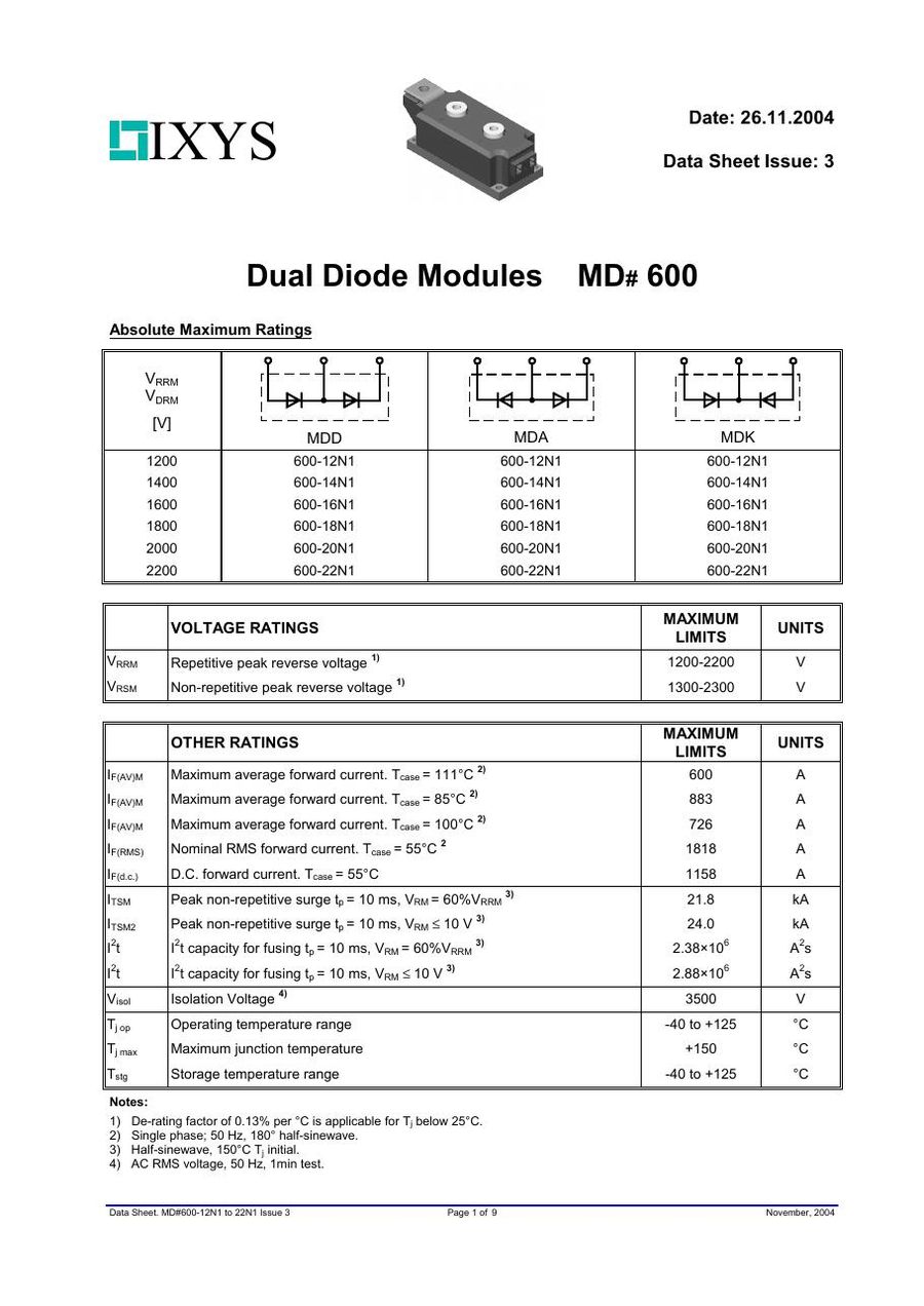 MDA600-12N1 IXYS Diode & Rectifier Modules