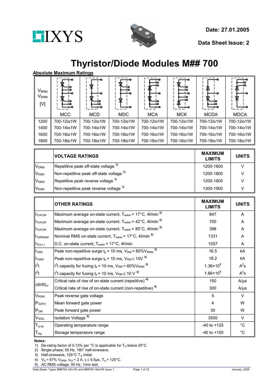 MDC700-12io1W IXYS Thyristor & SCR Modules