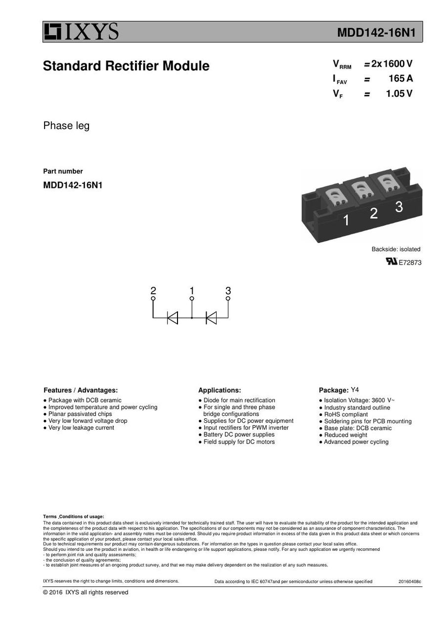 MDD142-16N1 IXYS Diode & Rectifier Modules