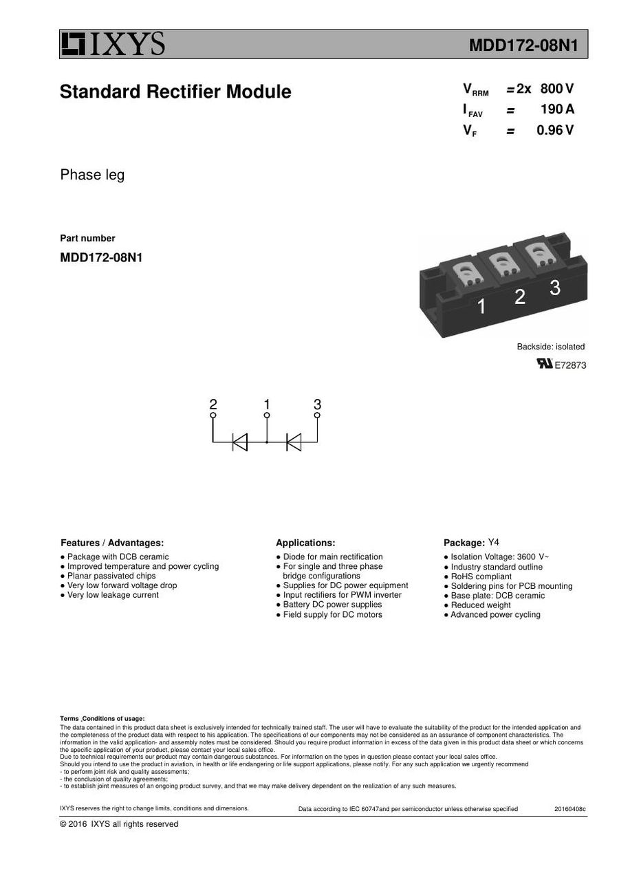MDD172-08N1 IXYS Diode & Rectifier Modules