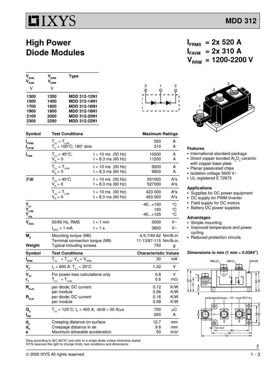 MDD310-08N1 IXYS Diode & Rectifier Modules