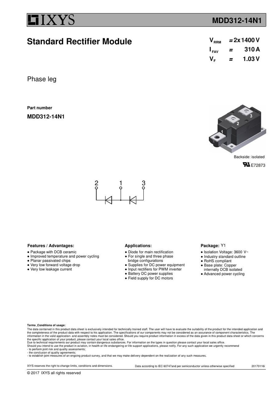MDD312-14N1 IXYS Diode & Rectifier Modules