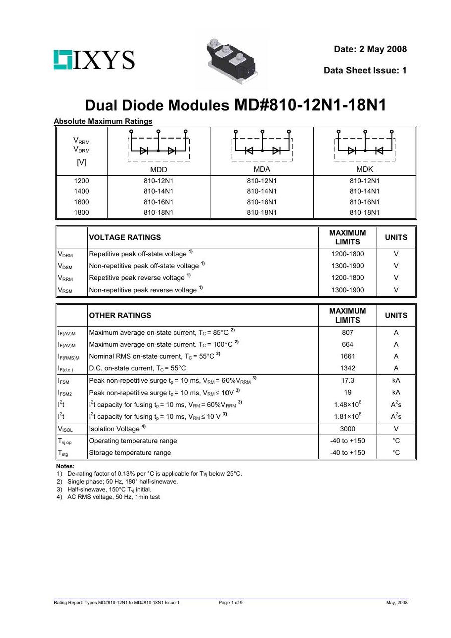 MDD810-18N1, IXYS Power Transistor Module 