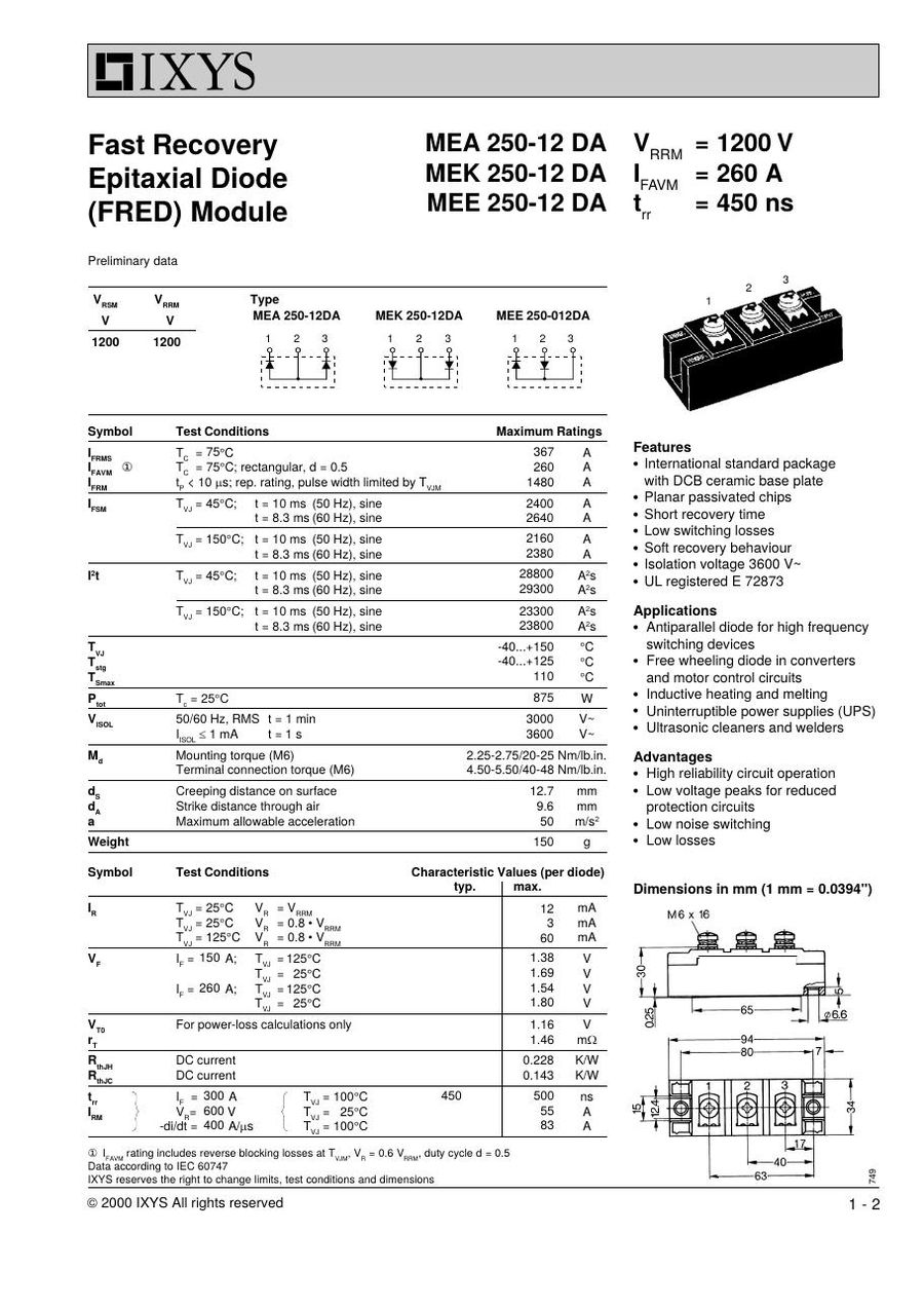 MEA250-12DA IXYS Diode & Rectifier Modules