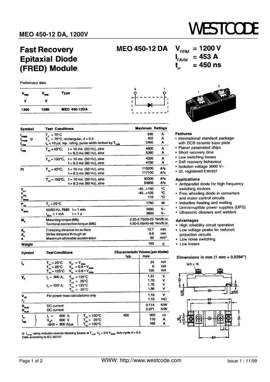MEO450-12DA IXYS Diode & Rectifier Modules