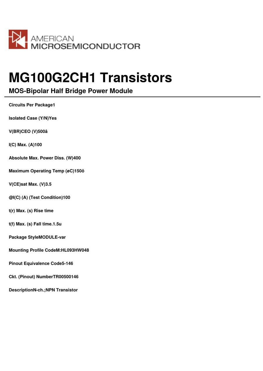 MG100G2CH1 Toshiba IGBT Modules