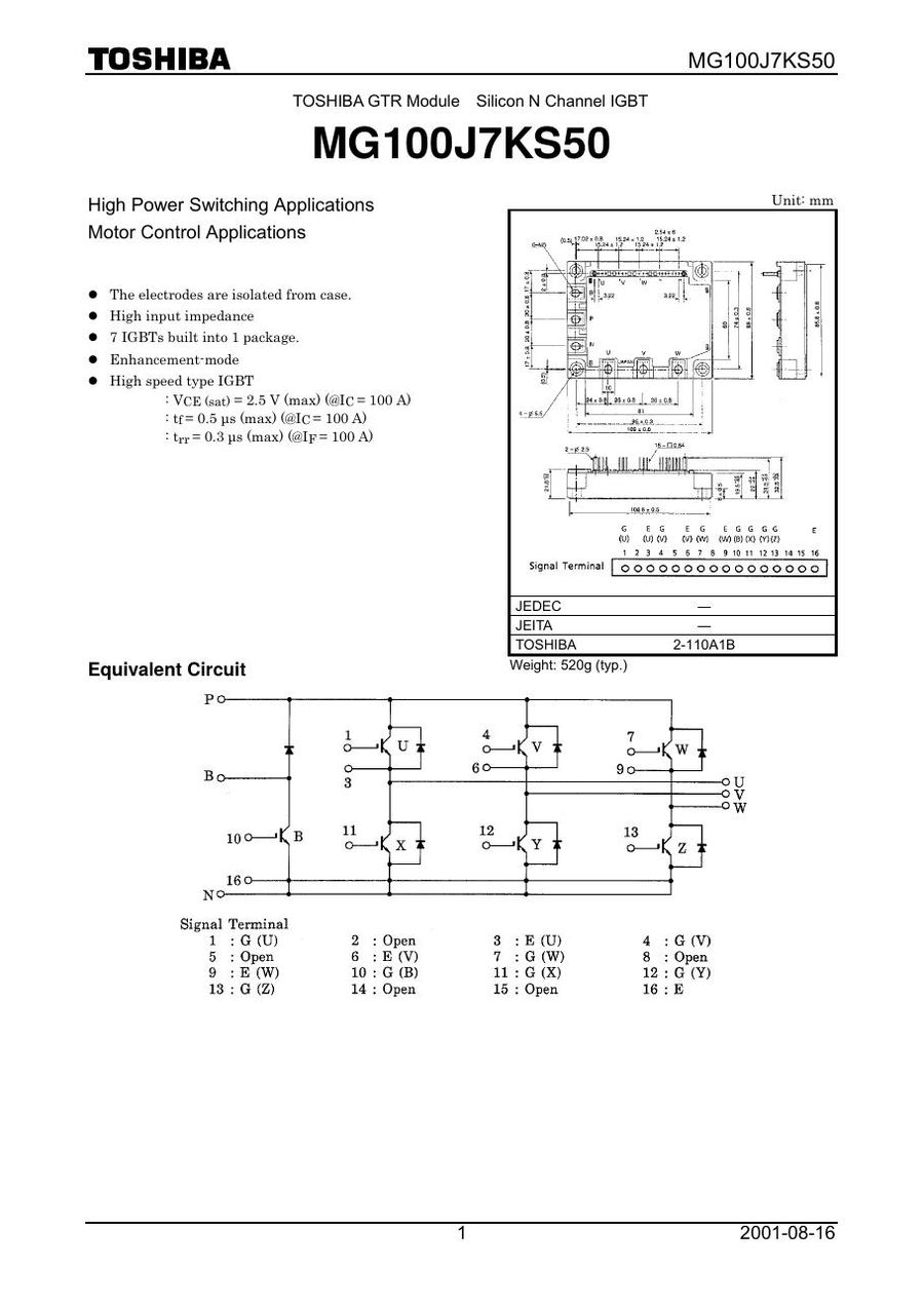 MG100J7KS50 Toshiba IGBT Modules