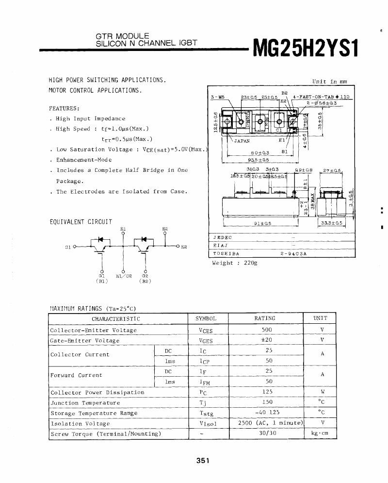 MG25H2YS1, Toshiba, Power Module