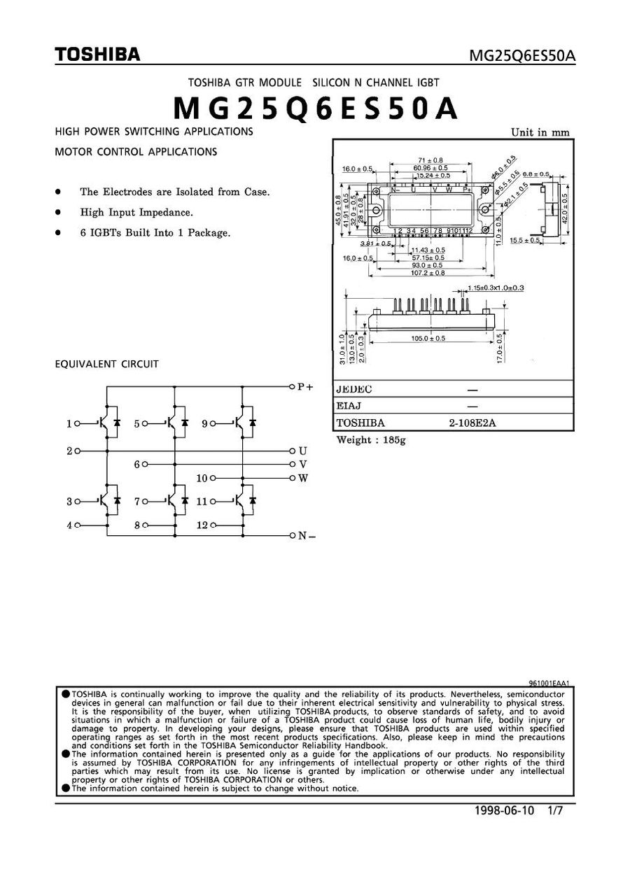 MG25Q6ES50A Toshiba IGBT Modules