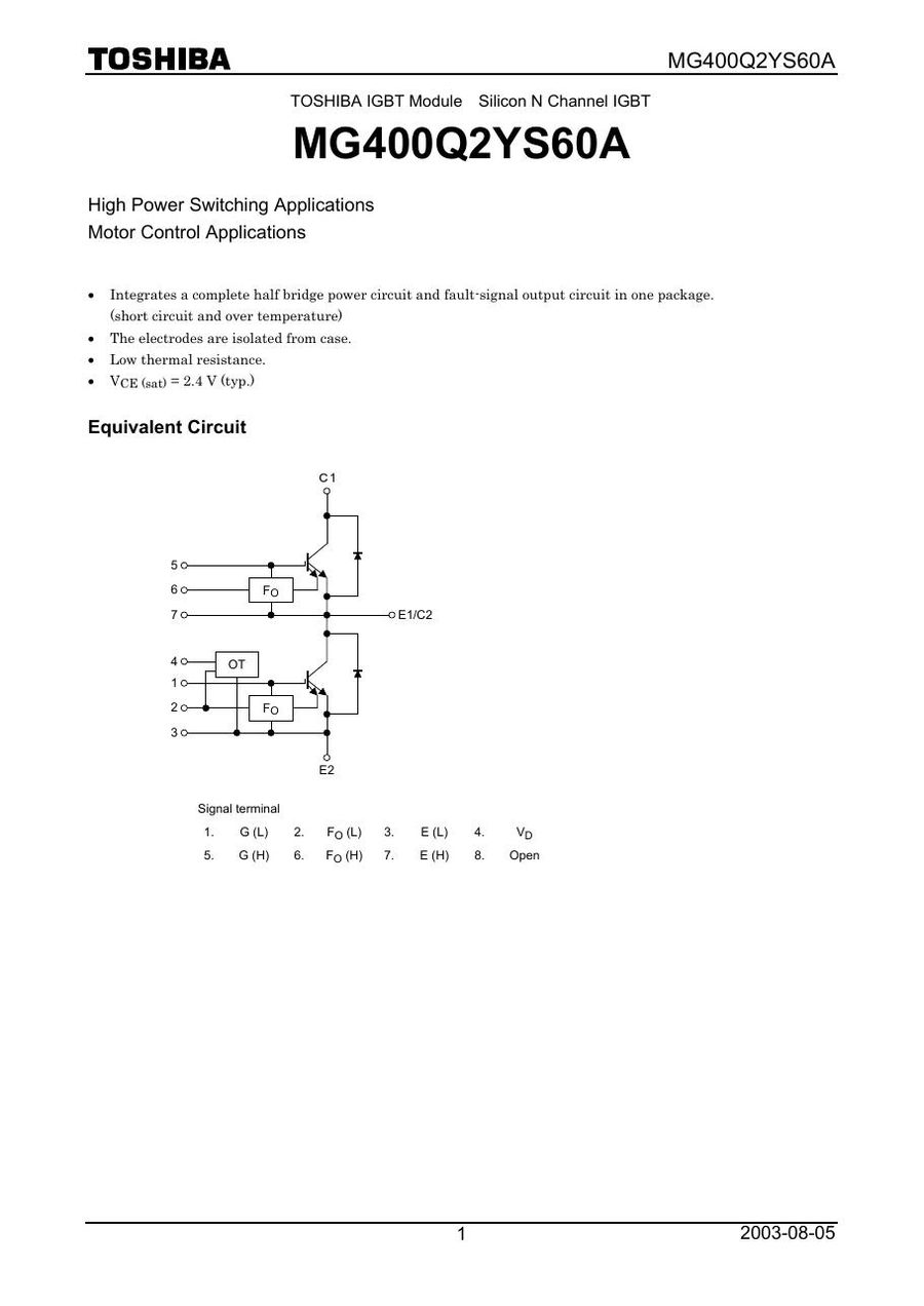 MG400Q2YS60 Toshiba IGBT Modules
