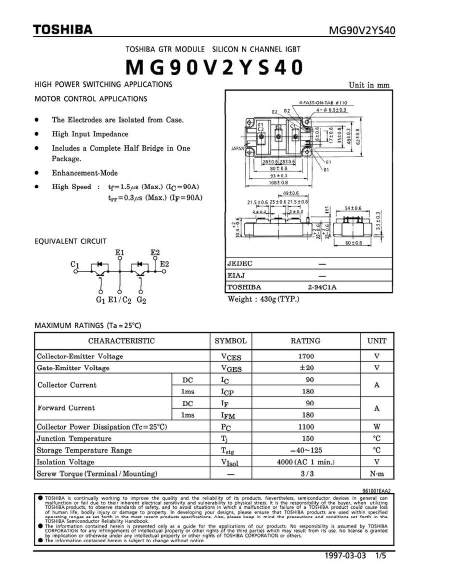 MG90V2YS40 Toshiba IGBT Modules