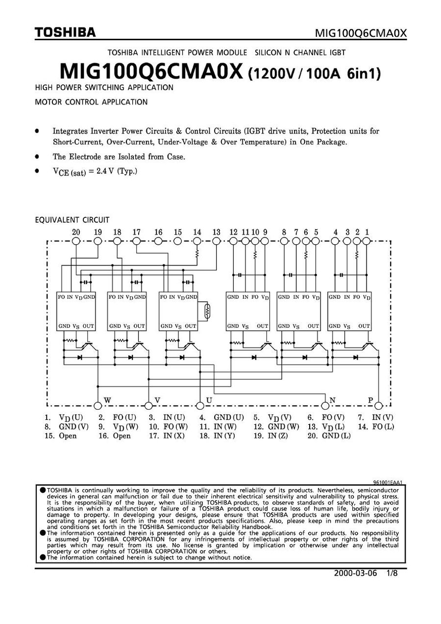 MIG100Q6CMA0X Toshiba Intelligent Power Modules (IPM)