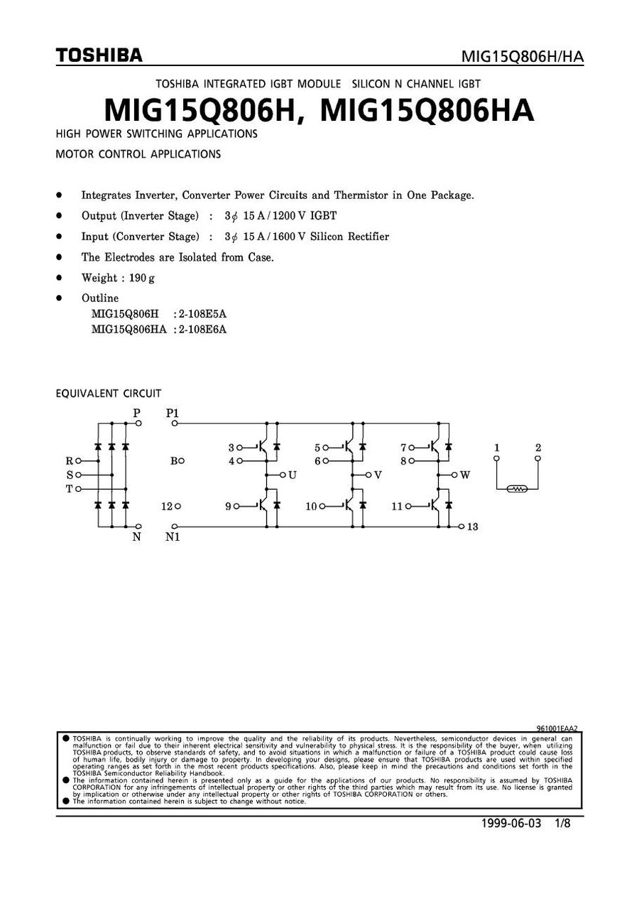 MIG15Q806H Toshiba Intelligent Power Modules (IPM)