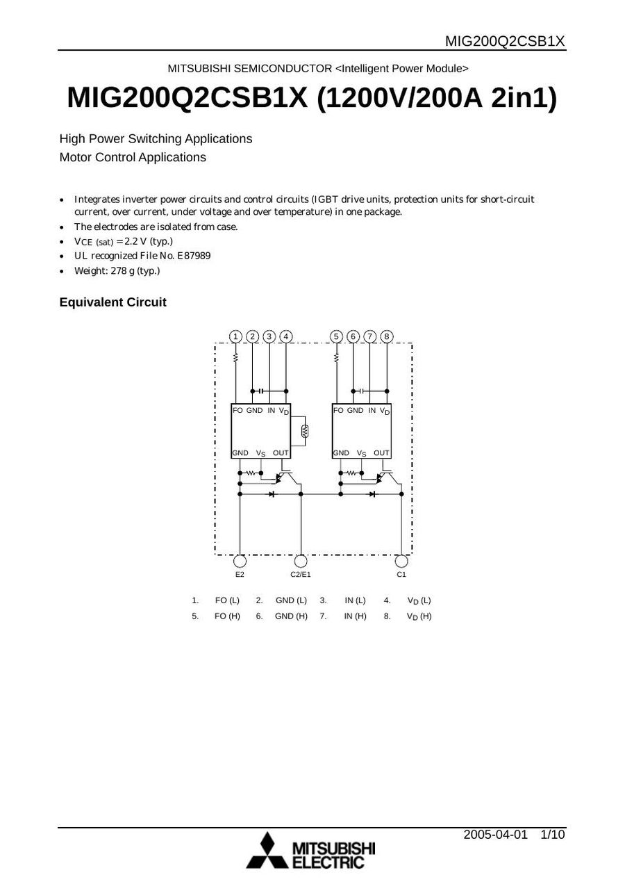 MIG200Q2CSB1X Toshiba Intelligent Power Modules (IPM)