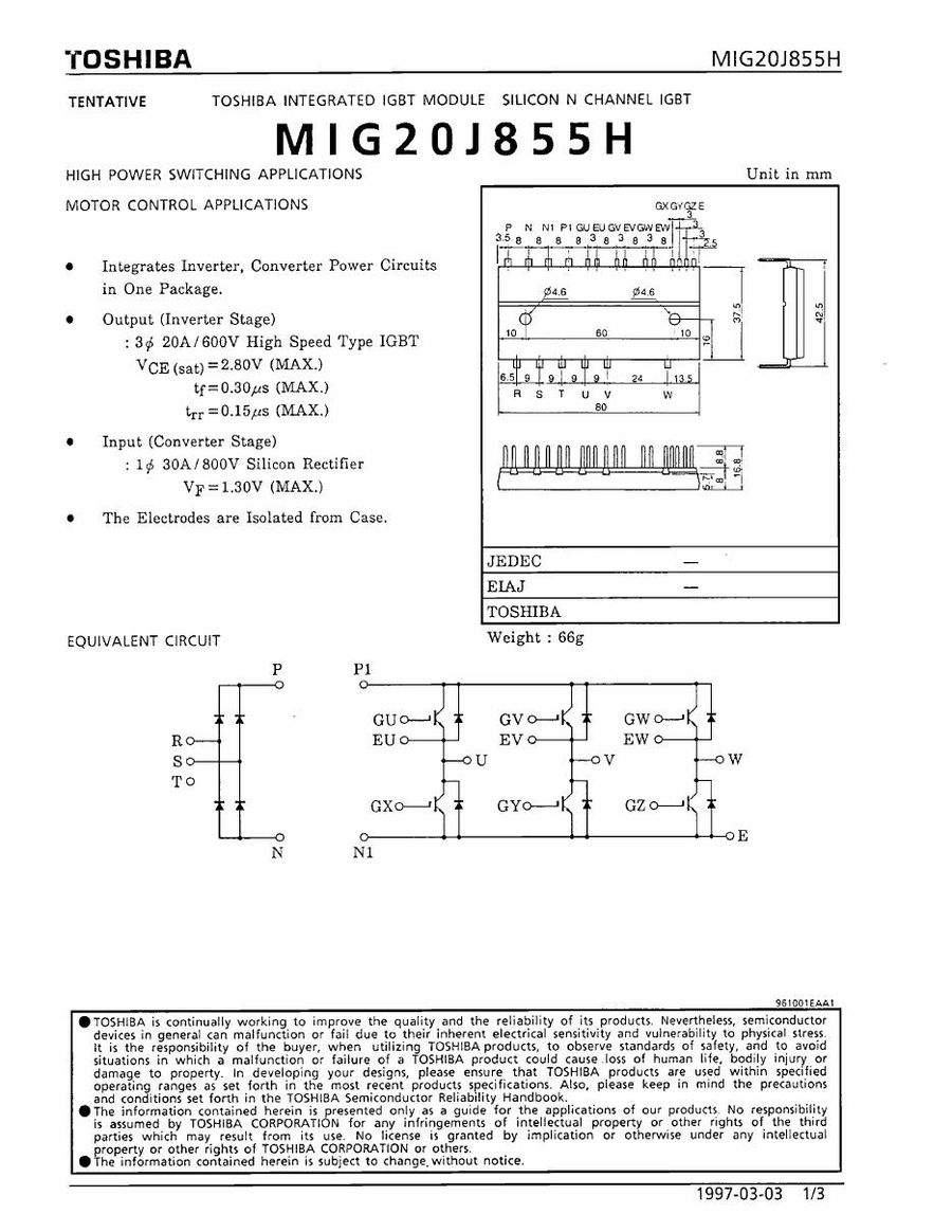MIG20J855H, Toshiba, Power Module