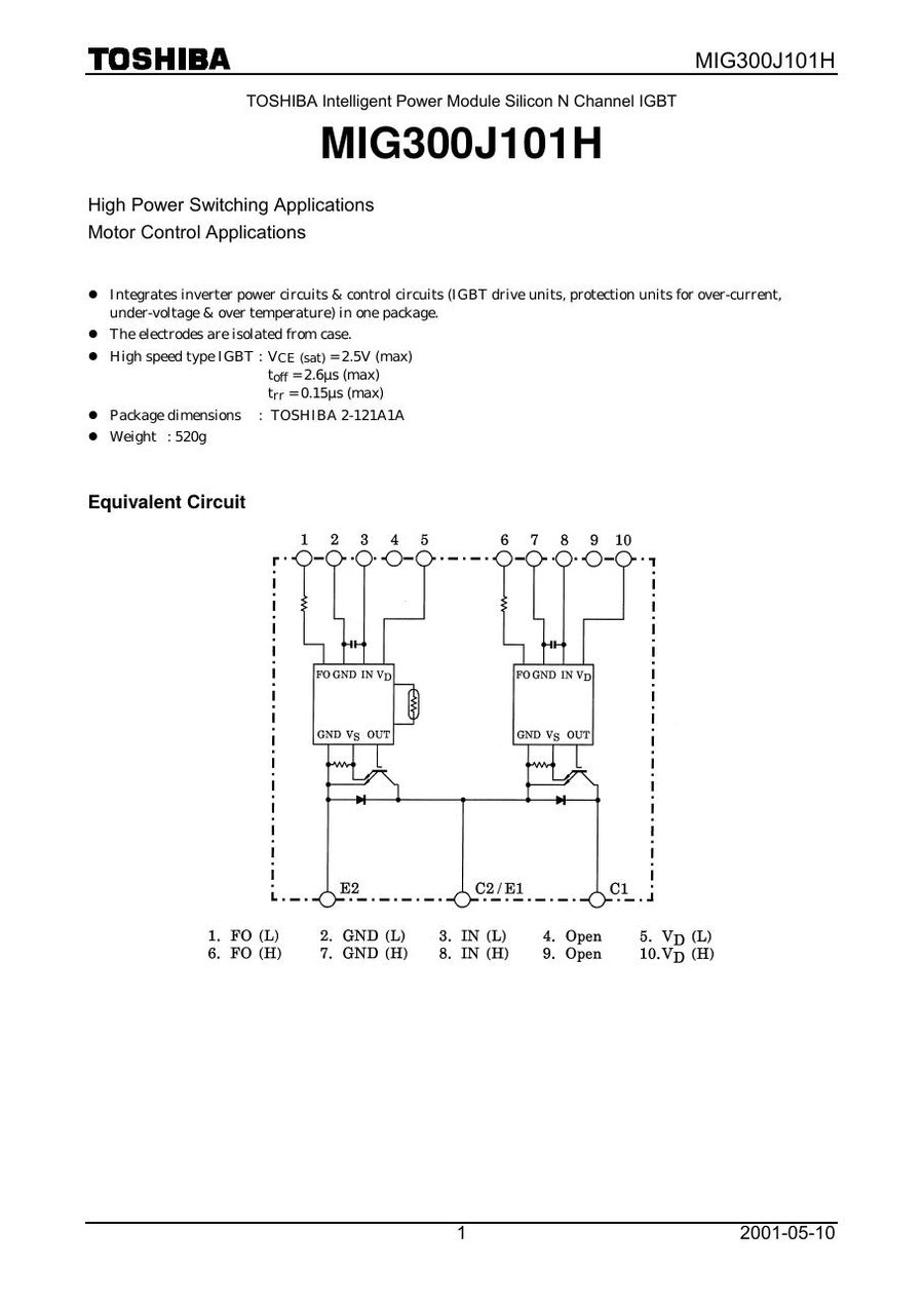 MIG300J101H Toshiba Intelligent Power Modules (IPM)