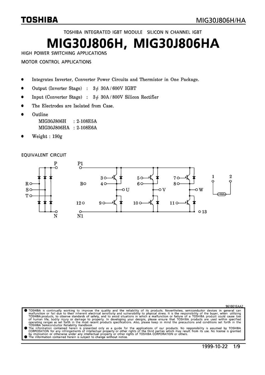 MIG30J806H Intelligent Power Module from TOSHIBA