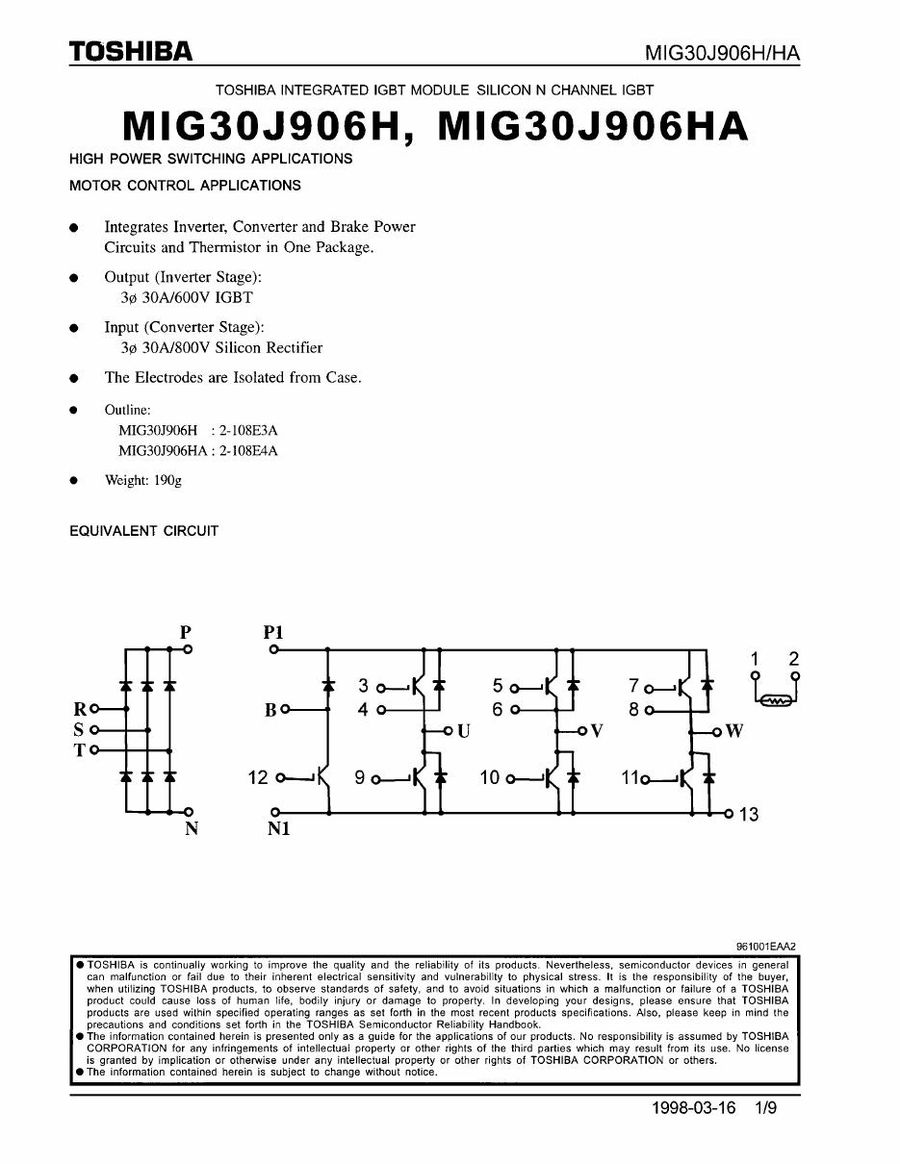 MIG30J906HA, Toshiba, Power Module
