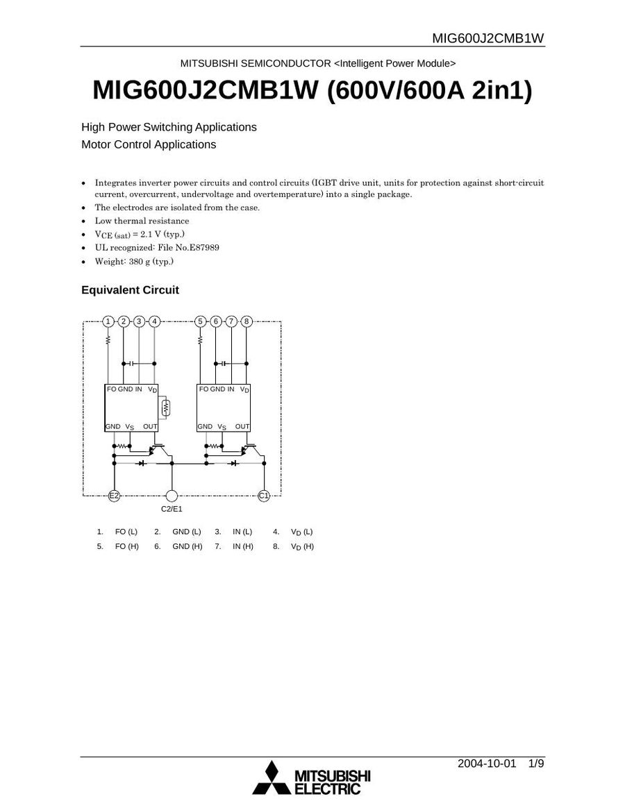 MIG600J2CMB1W, Toshiba, Power Module