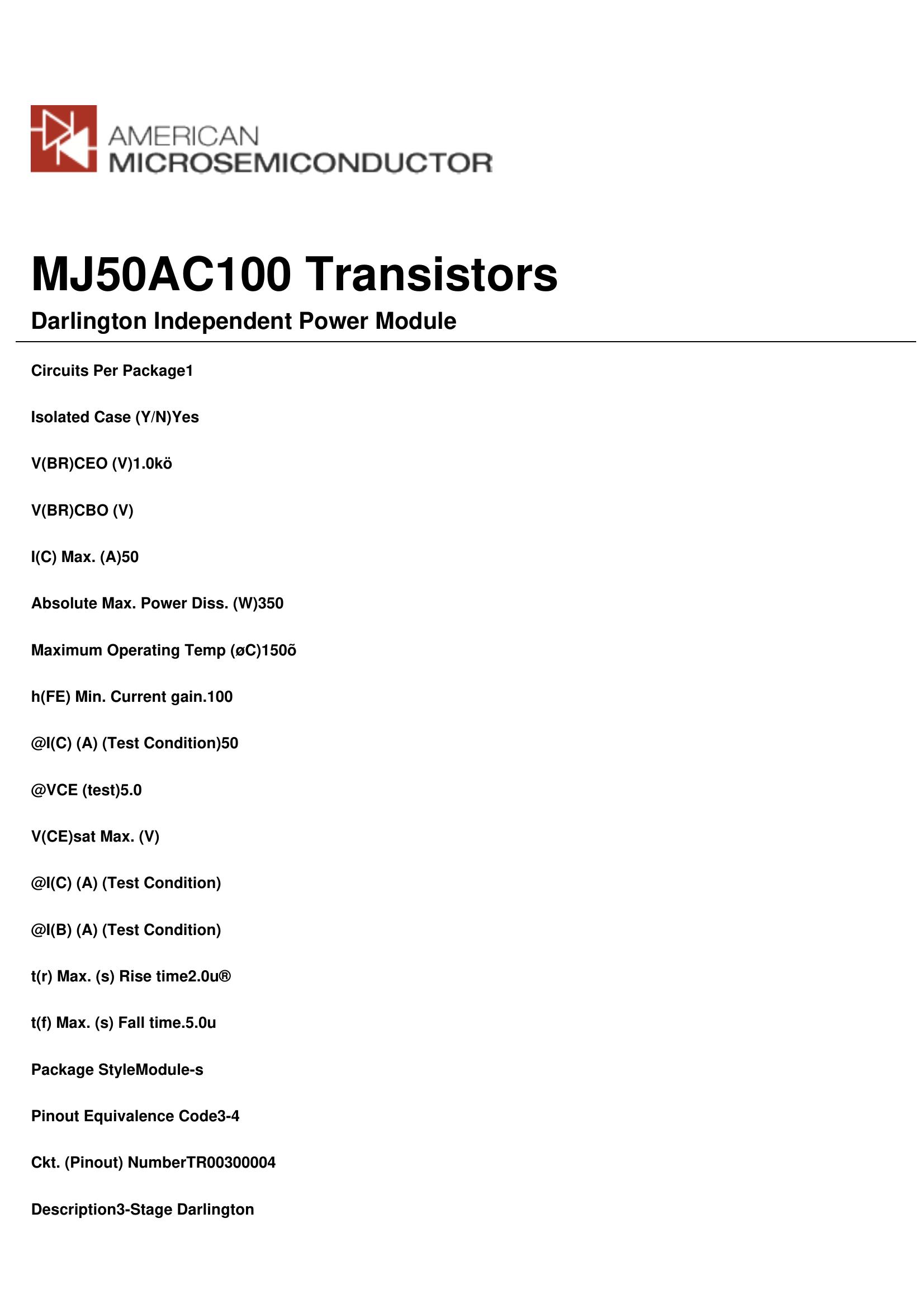 MJ50AC100 TDK-Lambda Power Supplies & DC-DC Converters