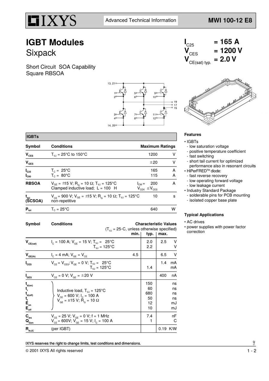 MWI100-12E8 IXYS Power Transistor Module