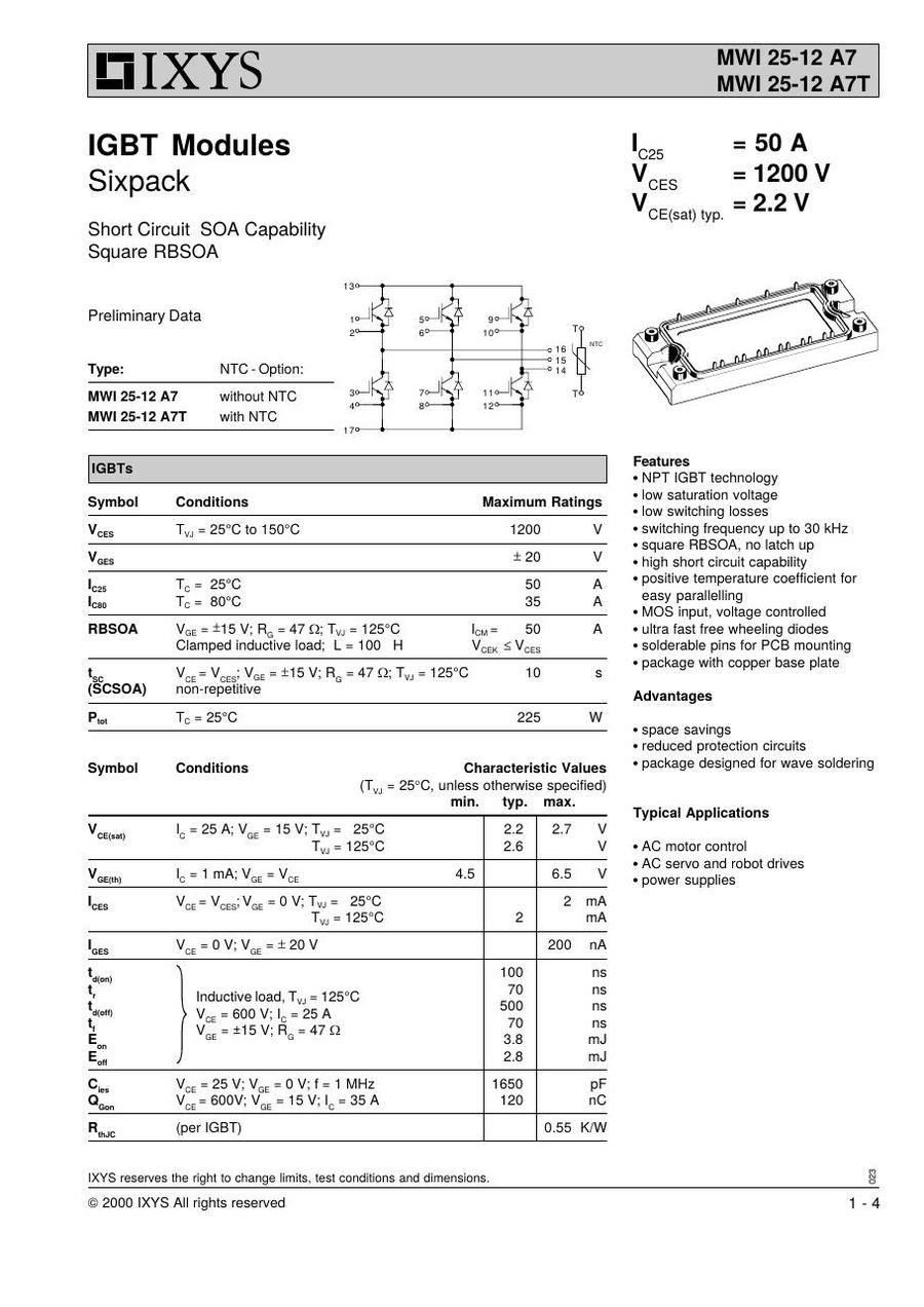 MWI25-12A7T IXYS IGBT Modules
