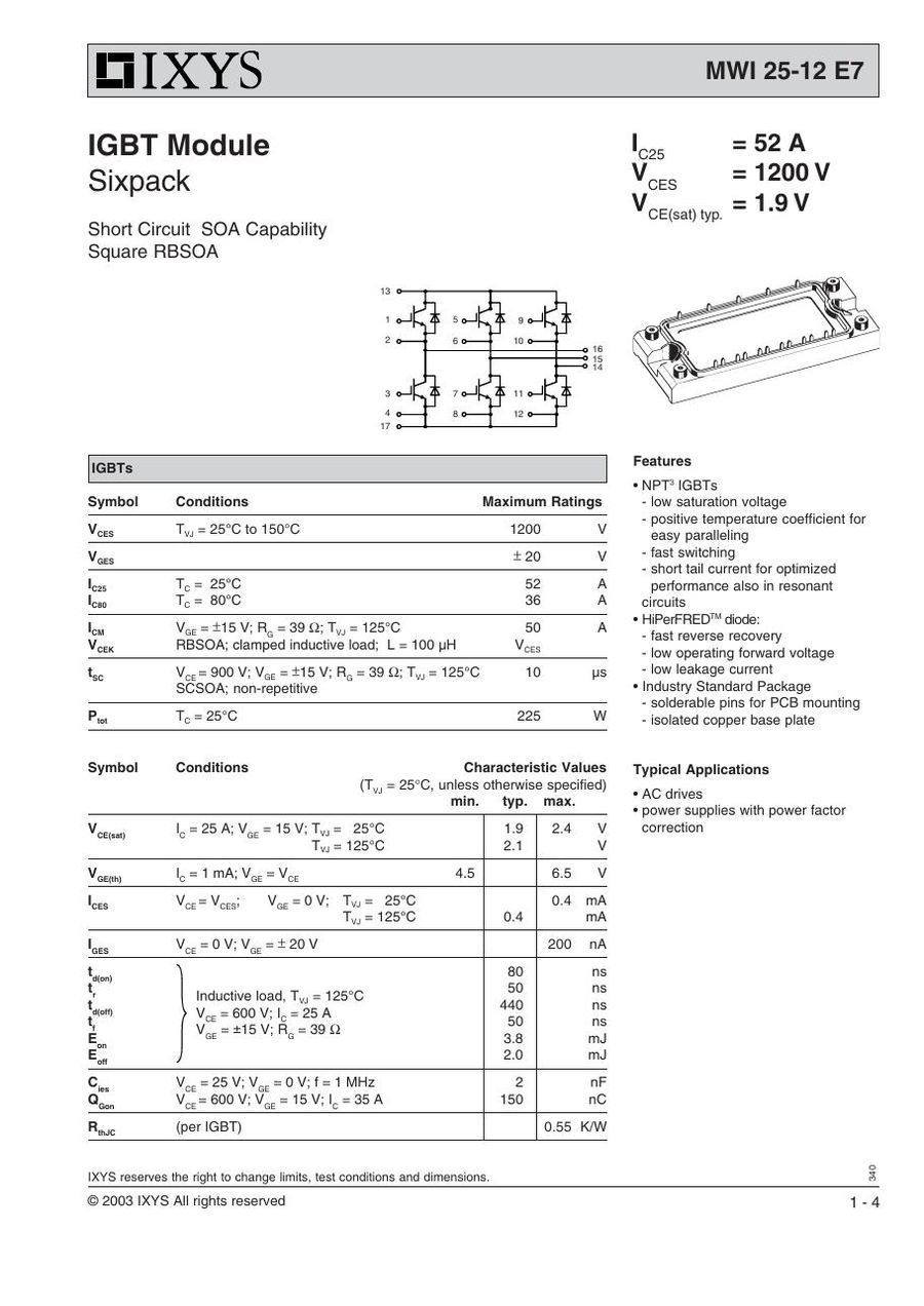 MWI25-12E7 IXYS Power Transistor Module