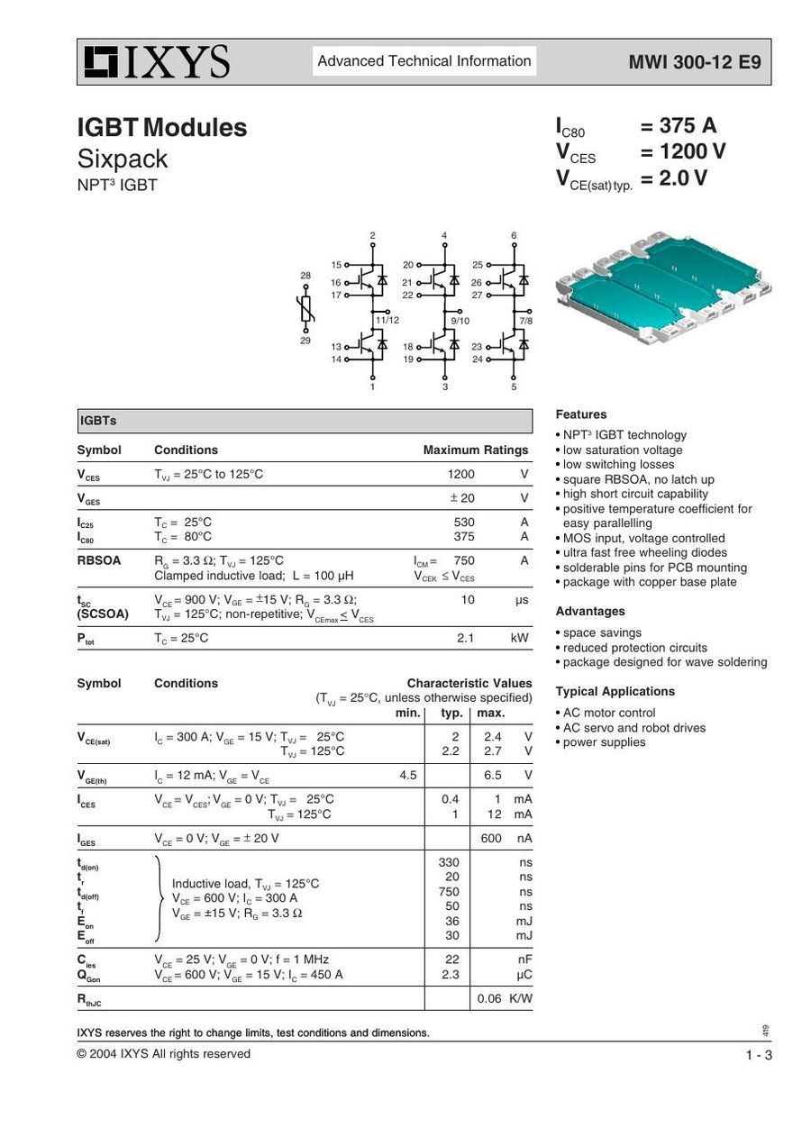 MWI300-12E9 IXYS IGBT Modules