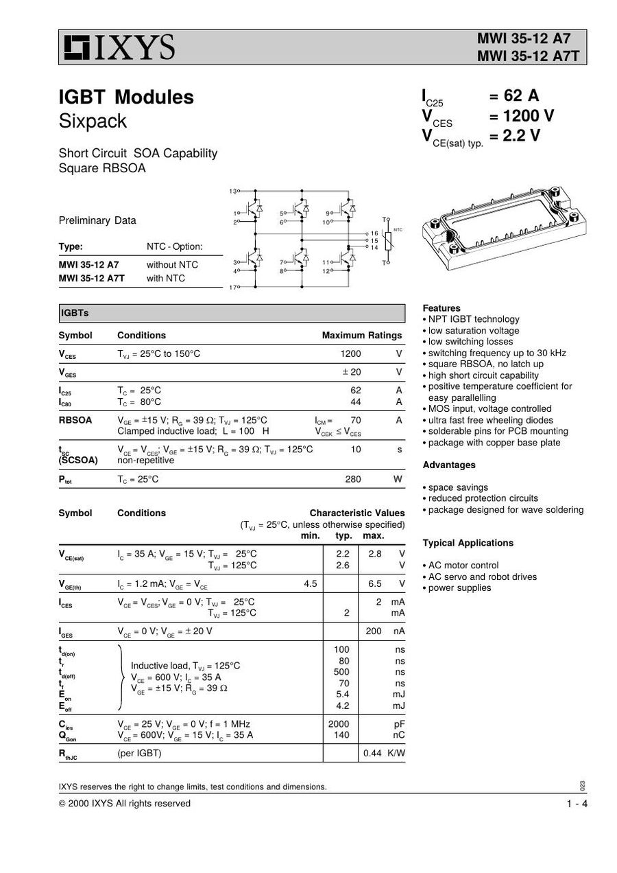 MWI35-12A7T IXYS IGBT Modules