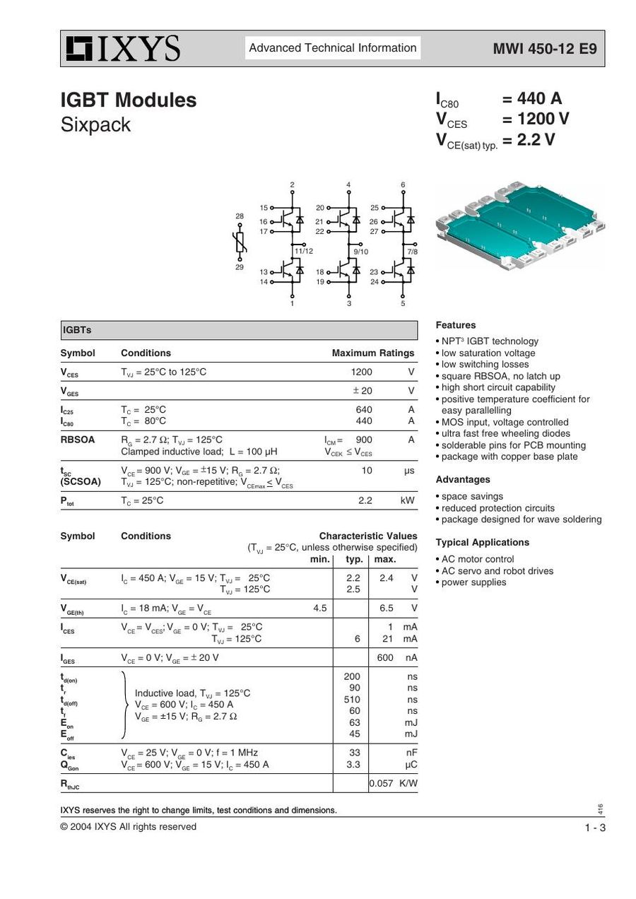 MWI450-12E9 IXYS IGBT Modules