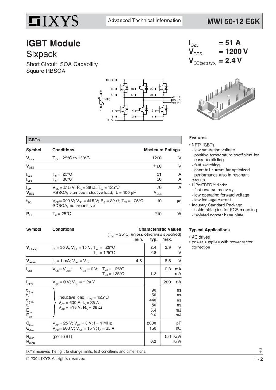 MWI50-12E6K IXYS Power Transistor Module