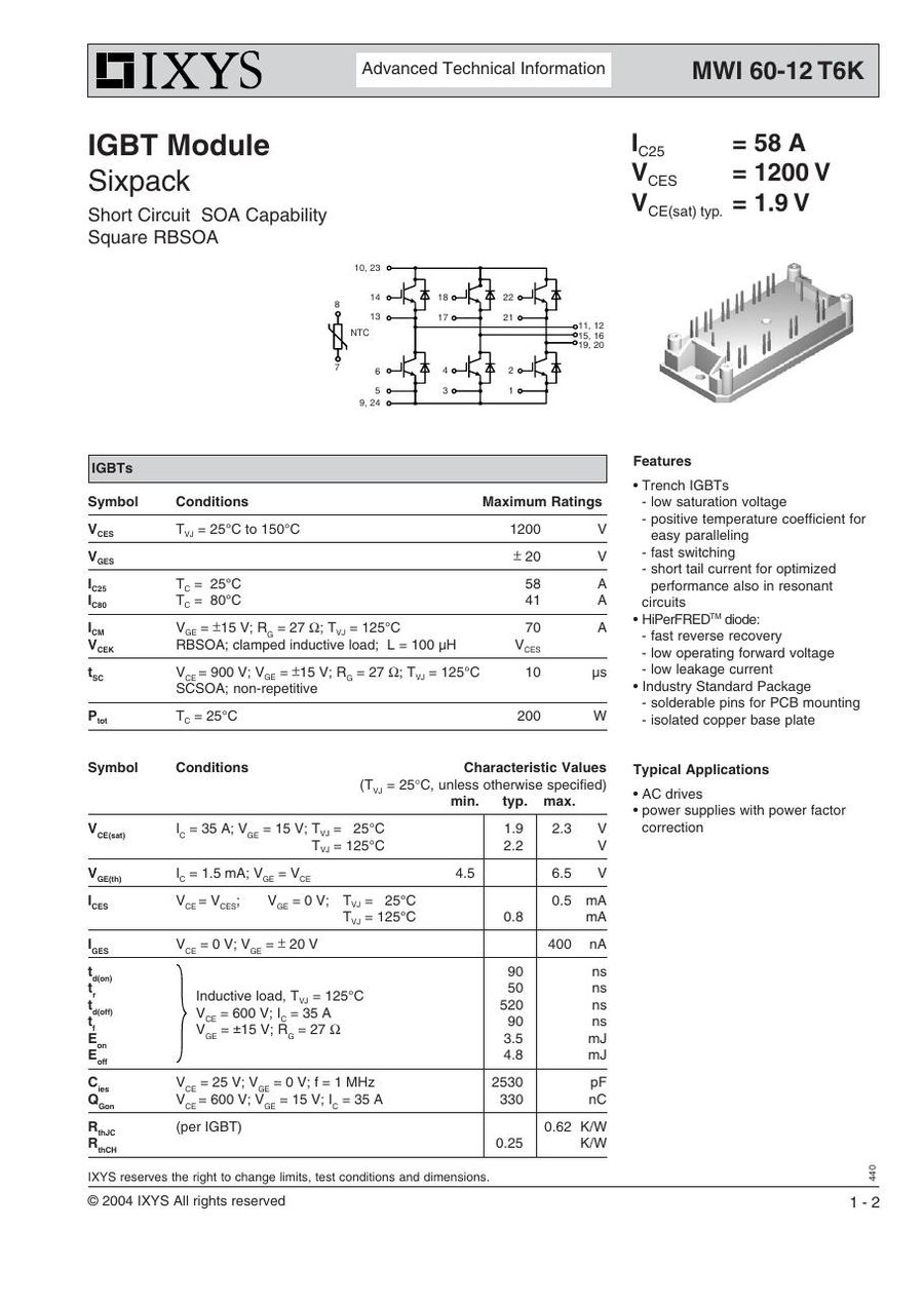 MWI60-12T6K IXYS IGBT Modules