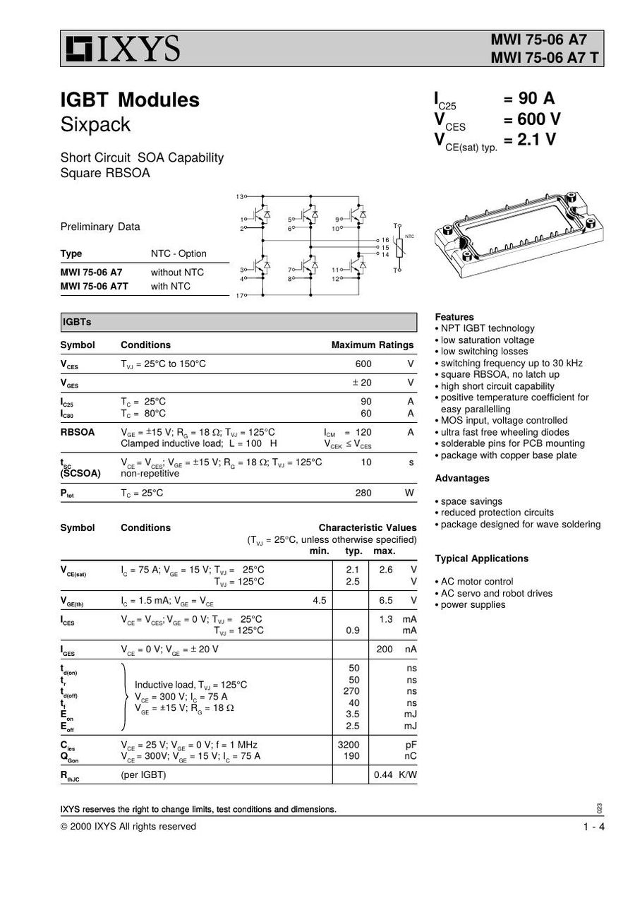 MWI75-06A7 IXYS IGBT Modules