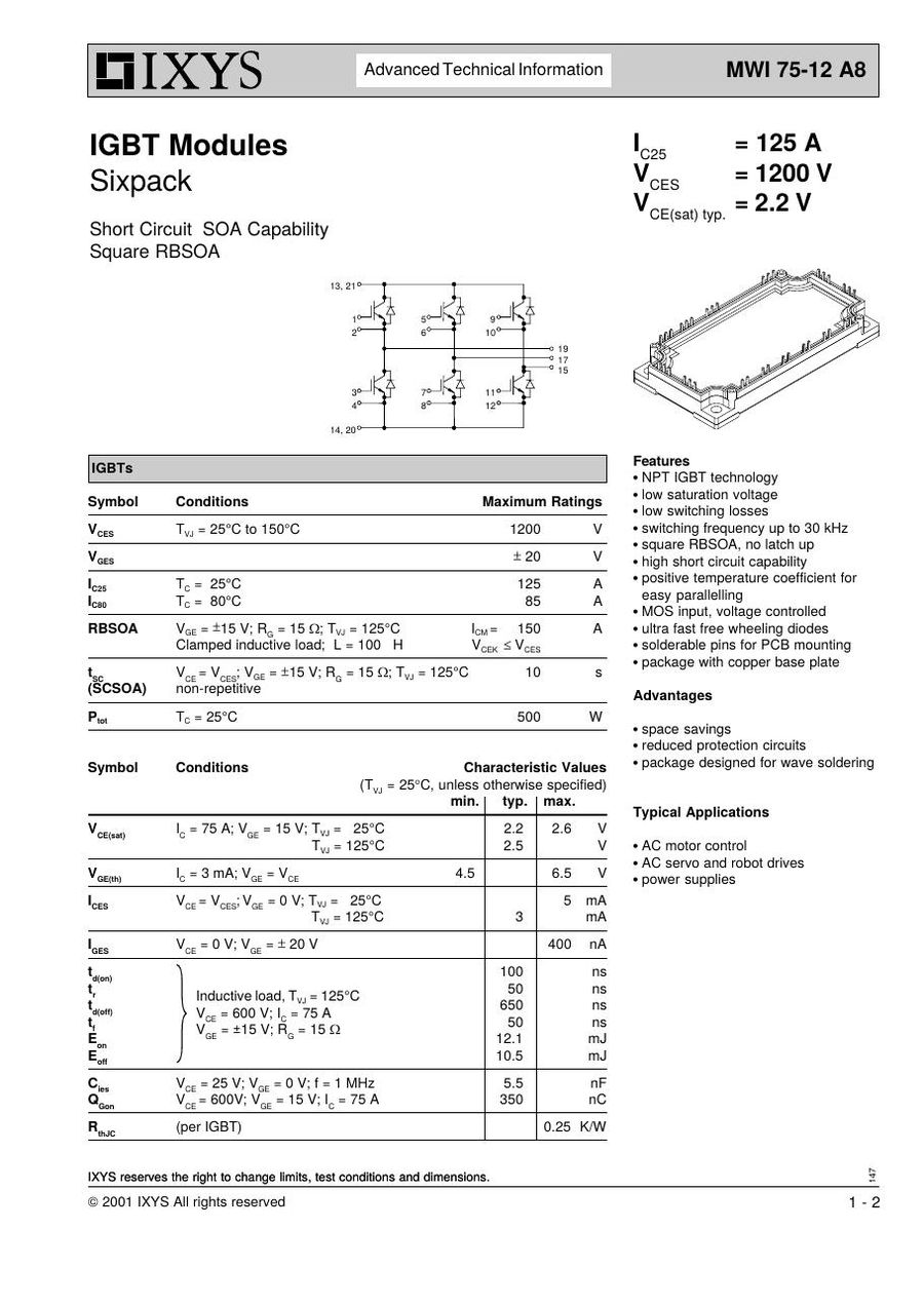 MWI75-12A8 IXYS IGBT Modules
