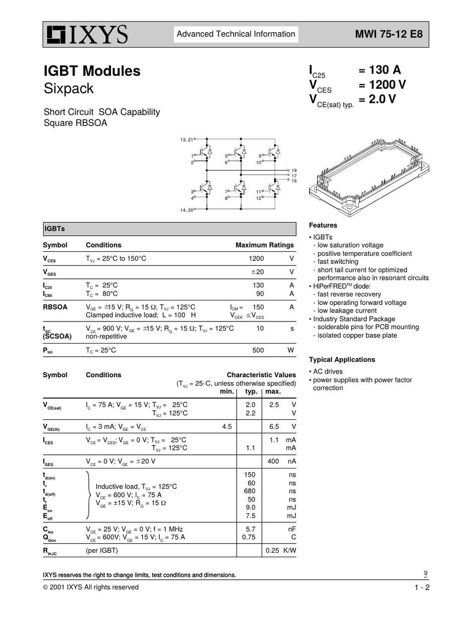 MWI75-12E8 IXYS Power Transistor Module