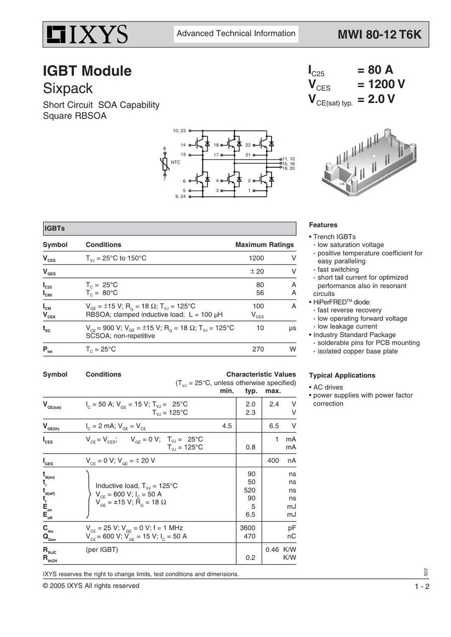 MWI80-12T6K IXYS Power Transistor Module