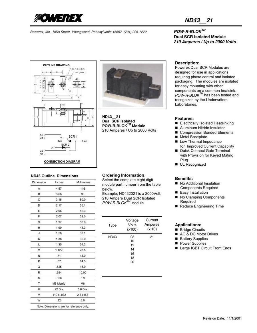 ND431621 Infineon (Eupec) Thyristors / SCRs (Discrete & Press-pack)