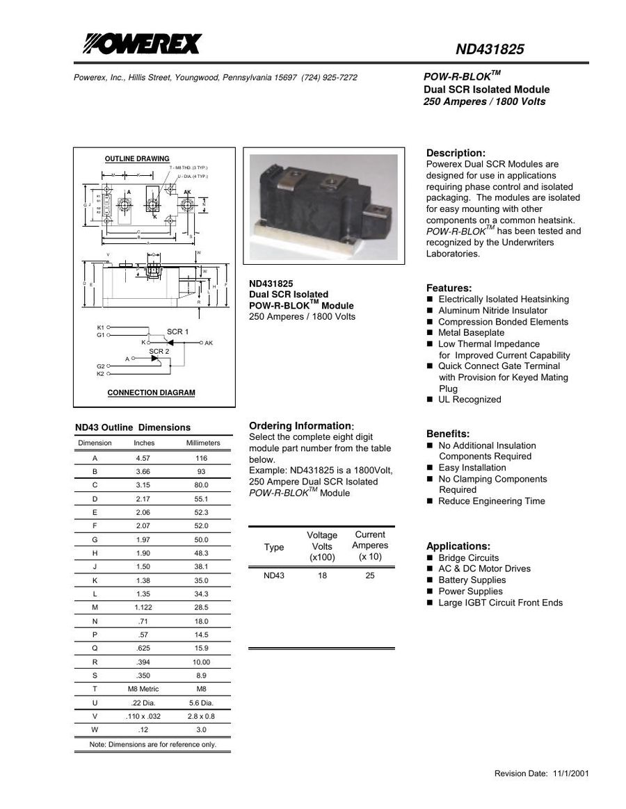 ND431825 Infineon (Eupec) Thyristors / SCRs (Discrete & Press-pack)