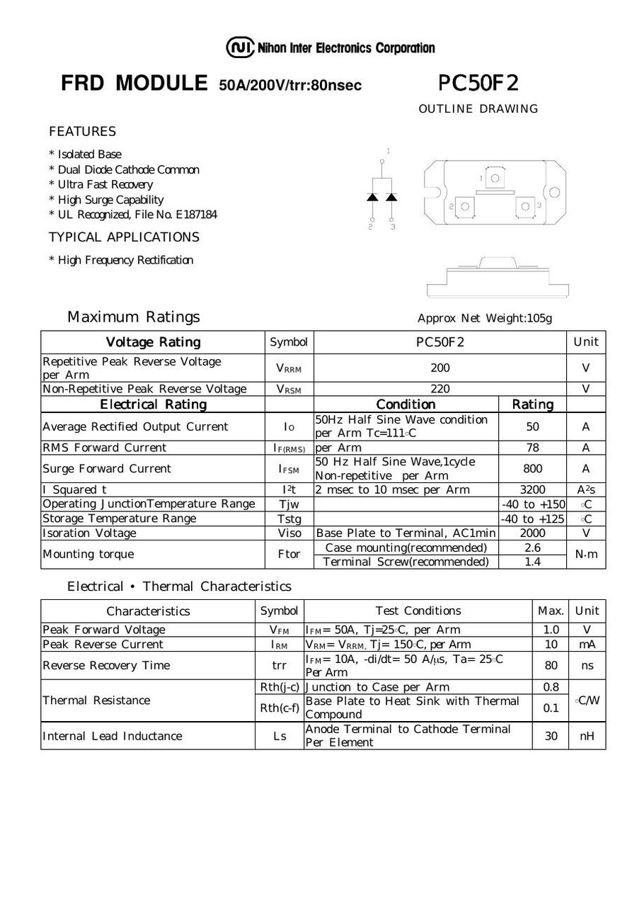 PC50F2 Mitsubishi Power Transistor Module