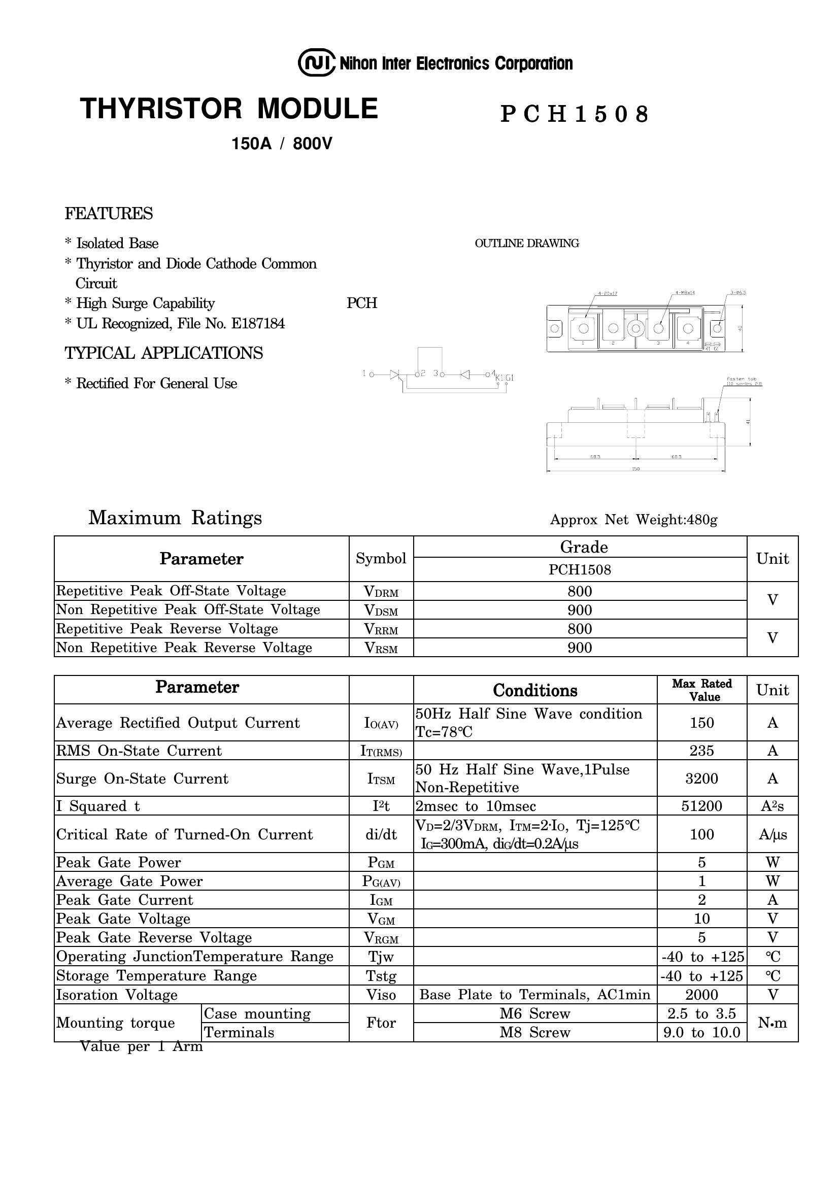 PCH1508 NIEC Power Transistor Module
