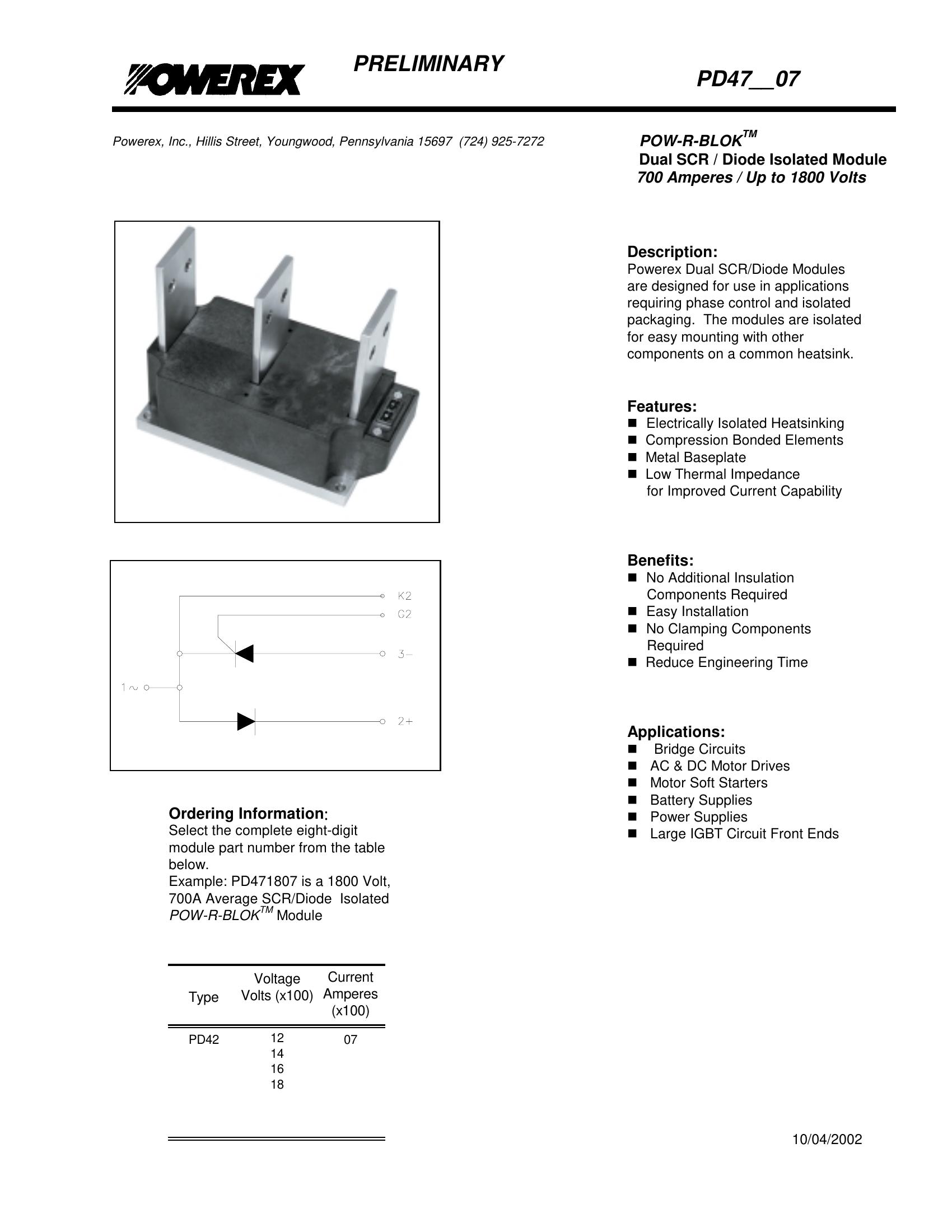 PD471207 NIEC Power Transistor Module