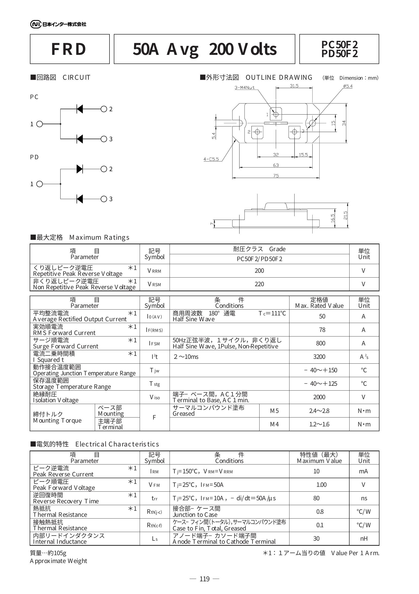 PD50F2 NIEC Thyristor & SCR Modules
