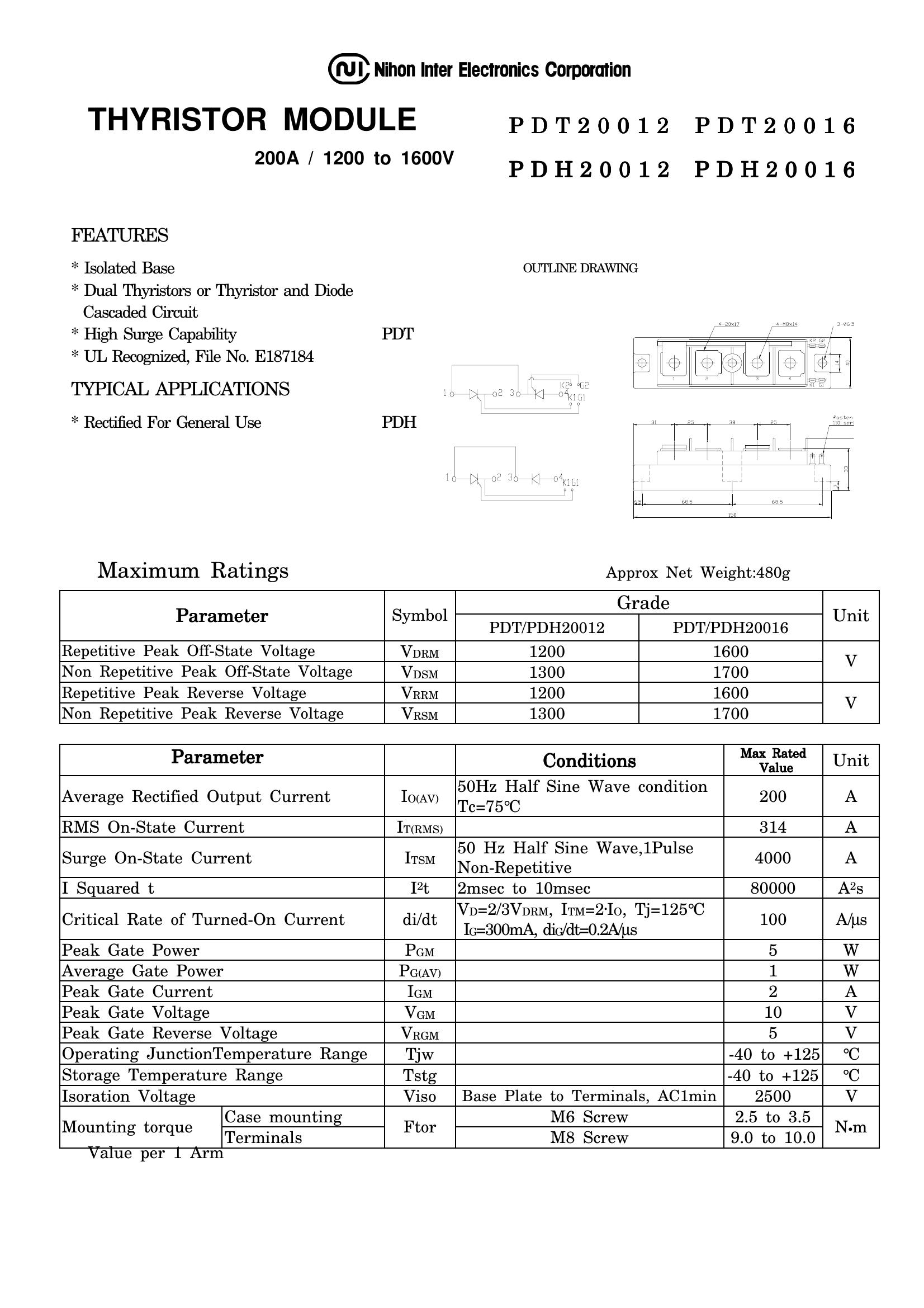 PDT20012 NIEC Power Transistor Module