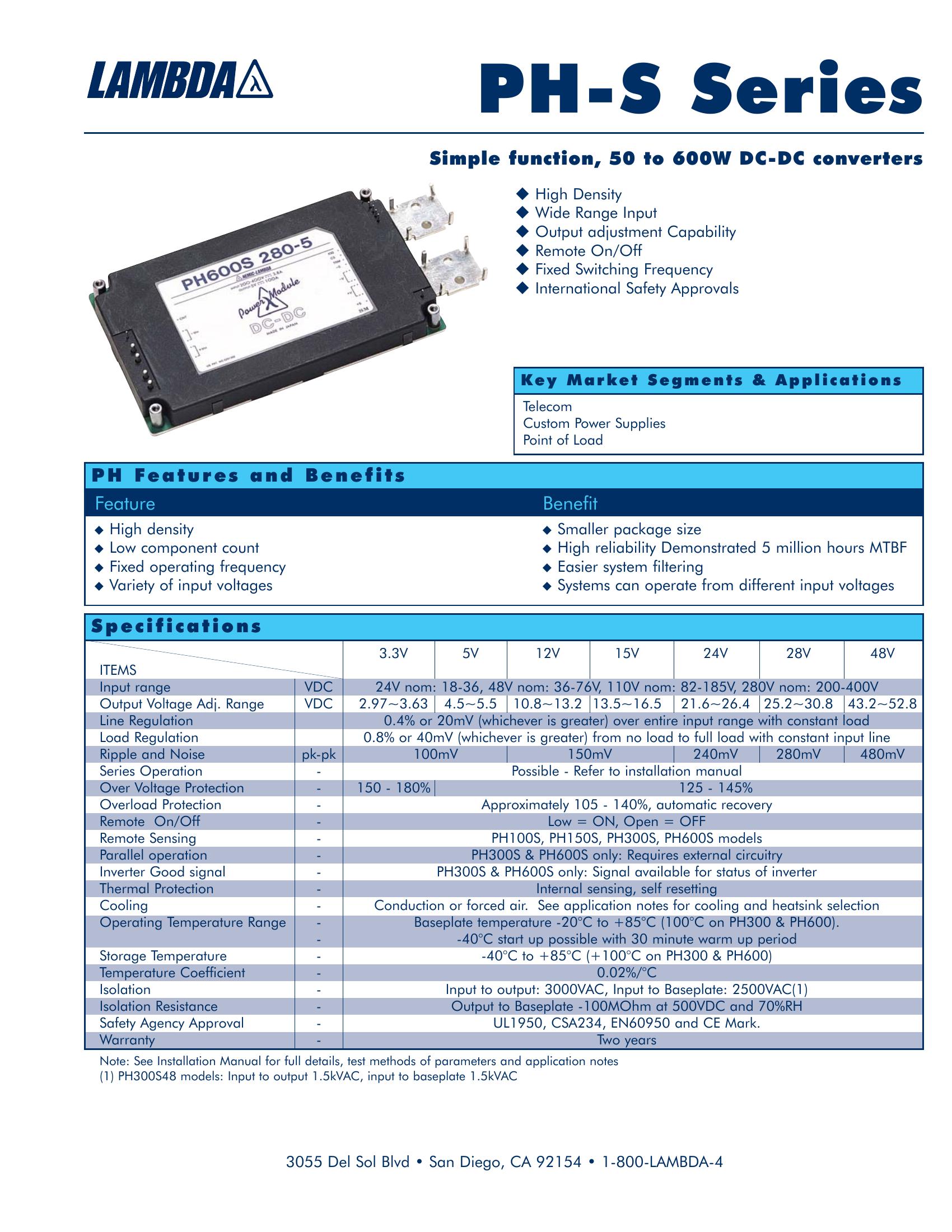 PH300S280-24 TDK-Lambda Power Supplies & DC-DC Converters