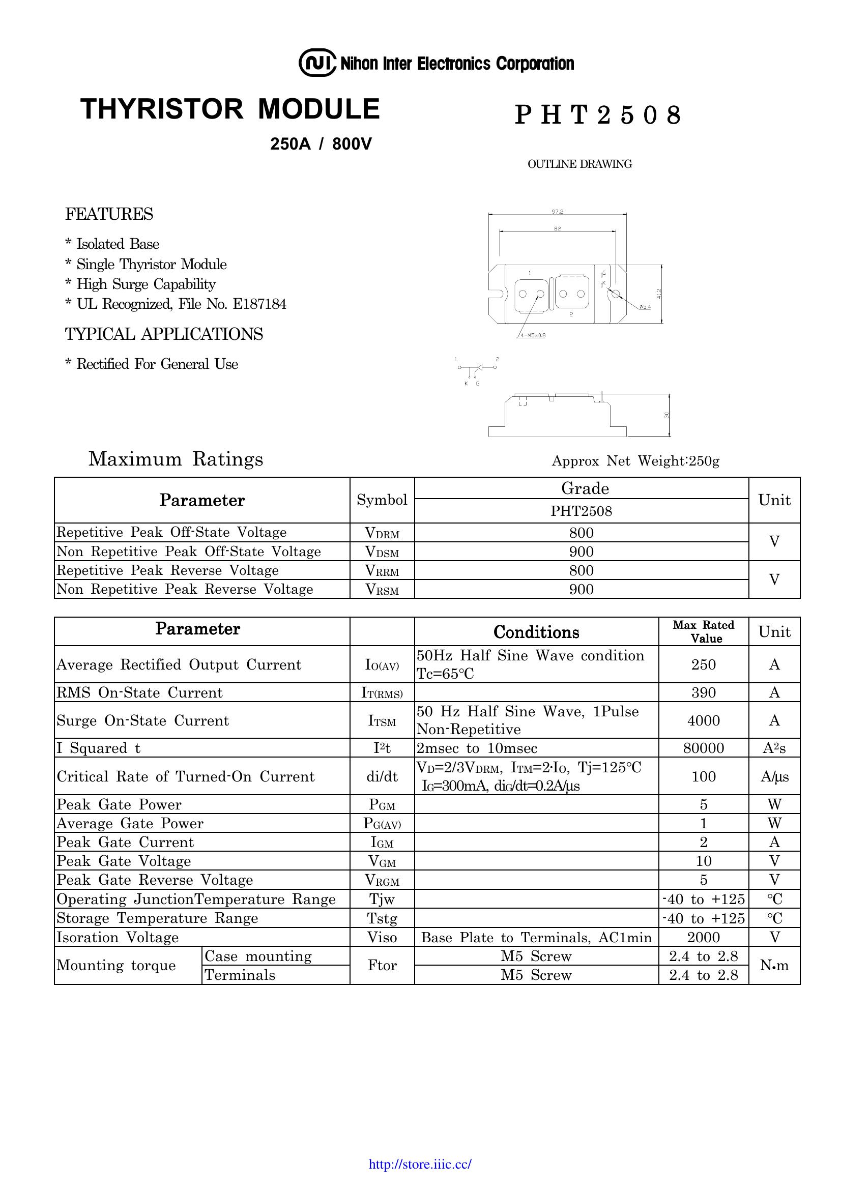 PHT2508CF NIEC Thyristor & SCR Modules