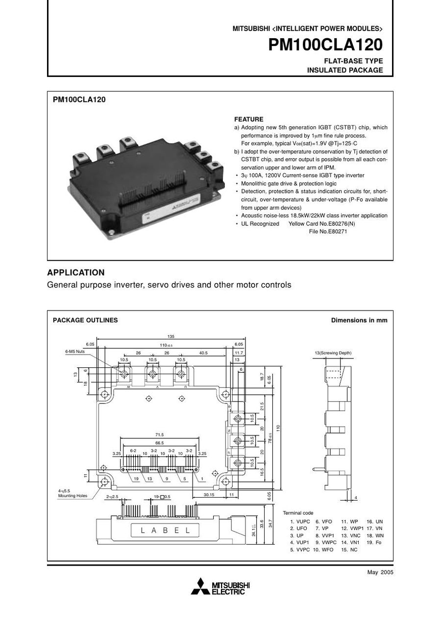 PM100CLA120 Mitsubishi Intelligent Power Modules (IPM)