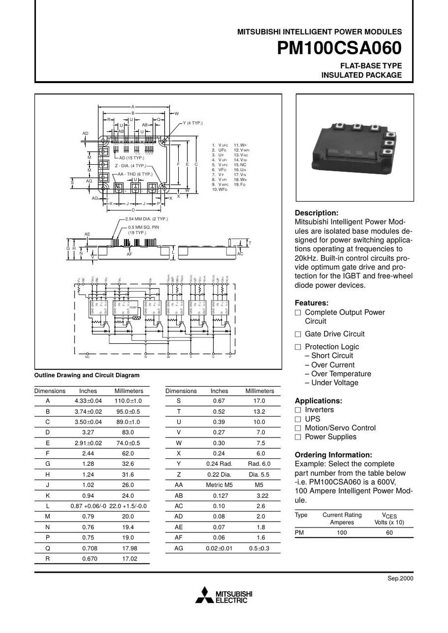 PM100CSA060 Mitsubishi Intelligent Power Modules (IPM)