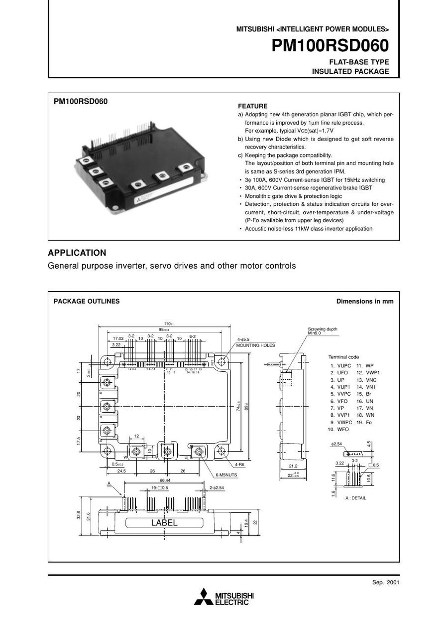 PM100RSD060 Intelligent Power Module from Mitsubishi